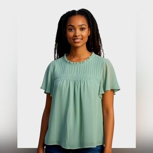 Torrid Mint Green Flutter Sleeve Blouse Size 1
